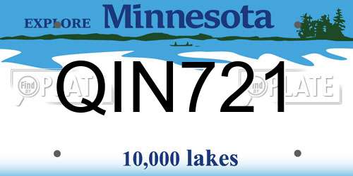 QIN721 Minnesota License Plate
