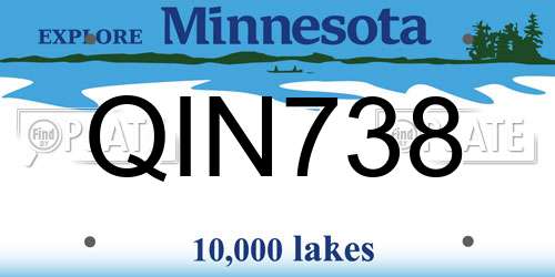 QIN738 Minnesota License Plate