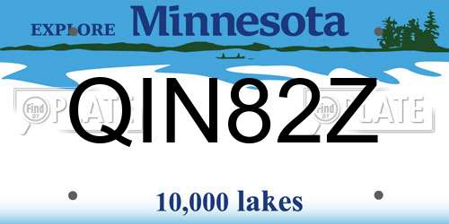 QIN82Z Minnesota License Plate