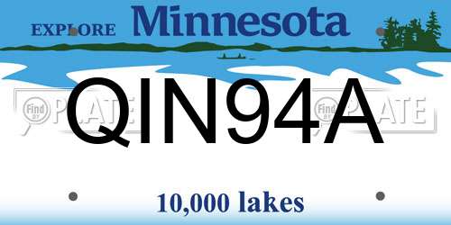 QIN94A Minnesota License Plate