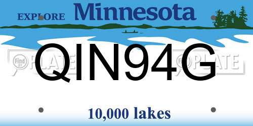 QIN94G Minnesota License Plate