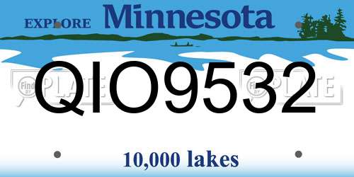 QIO9532 Minnesota License Plate