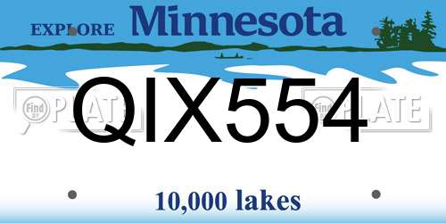 QIX554 Minnesota License Plate