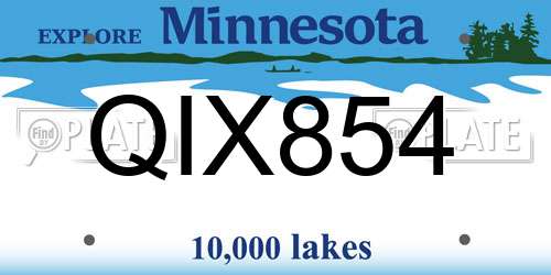 QIX854 Minnesota License Plate