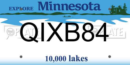 QIXB84 Minnesota License Plate