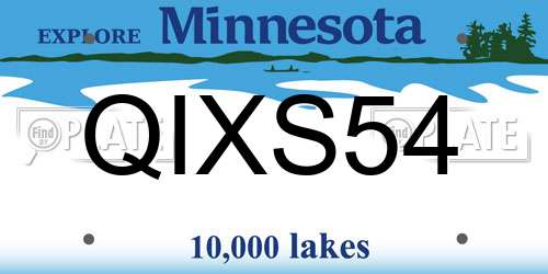 QIXS54 Minnesota License Plate