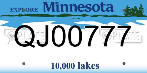 QJ00777 Minnesota License Plate