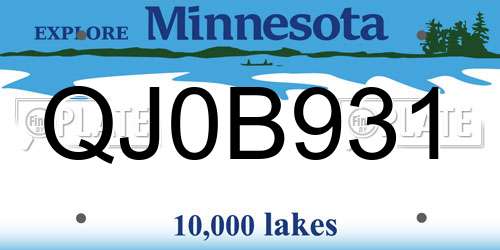QJ0B931 Minnesota License Plate