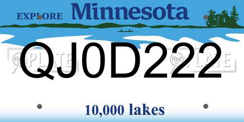 QJ0D222 Minnesota License Plate