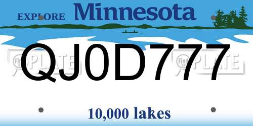 QJ0D777 Minnesota License Plate