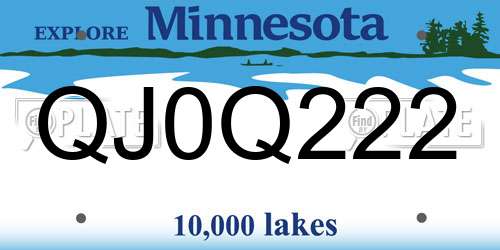 QJ0Q222 Minnesota License Plate