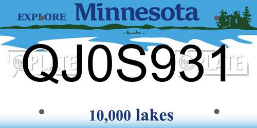 QJ0S931 Minnesota License Plate