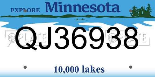 QJ36938 Minnesota License Plate