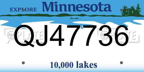 QJ47736 Minnesota License Plate