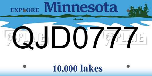 QJD0777 Minnesota License Plate