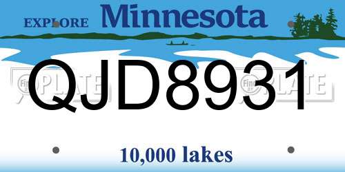 QJD8931 Minnesota License Plate