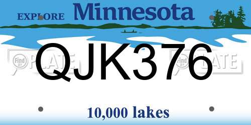QJK376 Minnesota License Plate