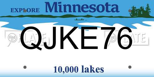 QJKE76 Minnesota License Plate
