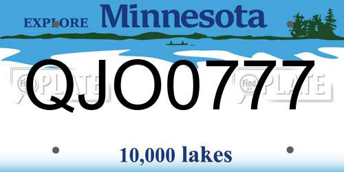 QJO0777 Minnesota License Plate