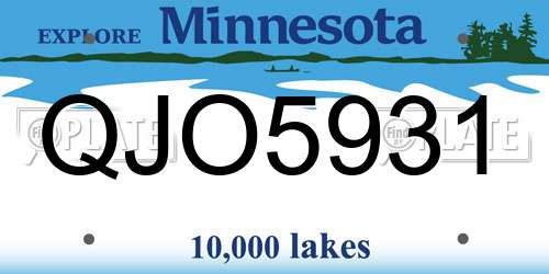 QJO5931 Minnesota License Plate