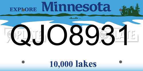 QJO8931 Minnesota License Plate