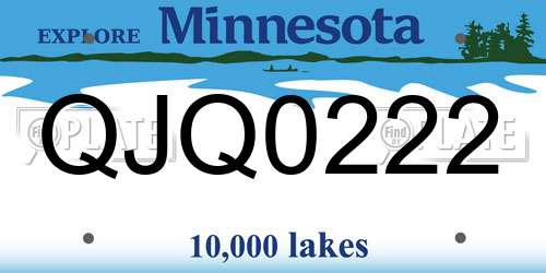QJQ0222 Minnesota License Plate