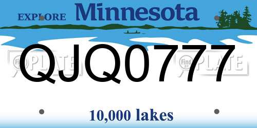 QJQ0777 Minnesota License Plate