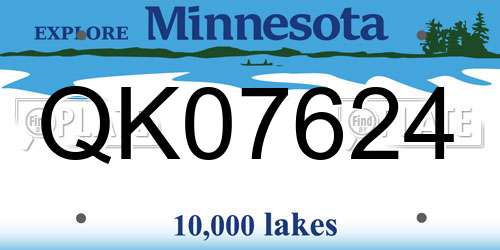 QK07624 Minnesota License Plate