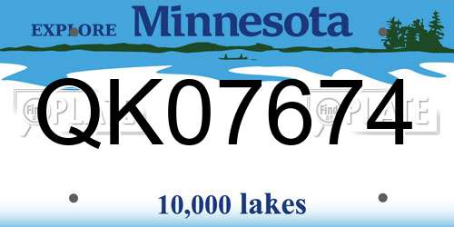 QK07674 Minnesota License Plate