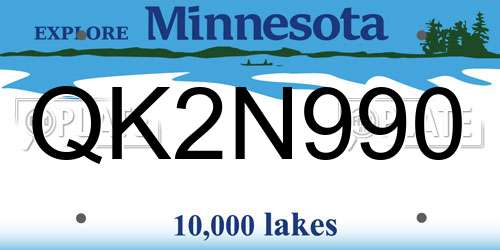 QK2N990 Minnesota License Plate
