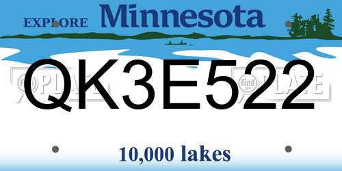 QK3E522 Minnesota License Plate