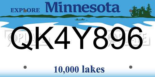 QK4Y896 Minnesota License Plate