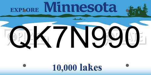 QK7N990 Minnesota License Plate