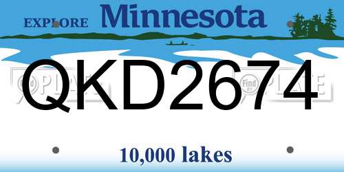 QKD2674 Minnesota License Plate