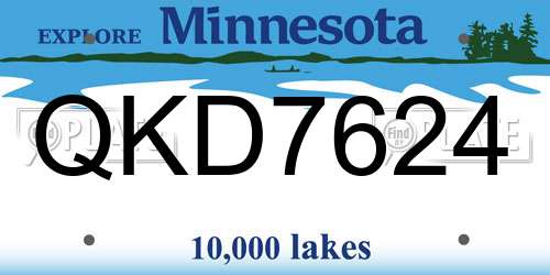 QKD7624 Minnesota License Plate