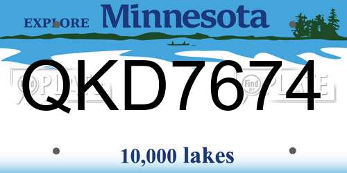 QKD7674 Minnesota License Plate