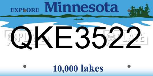 QKE3522 Minnesota License Plate