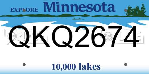 QKQ2674 Minnesota License Plate