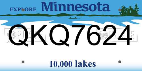 QKQ7624 Minnesota License Plate