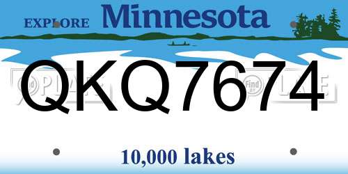 QKQ7674 Minnesota License Plate