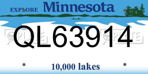 QL63914 Minnesota License Plate