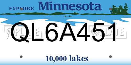 QL6A451 Minnesota License Plate