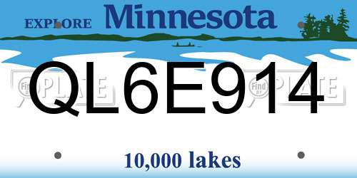 QL6E914 Minnesota License Plate