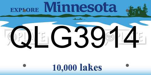 QLG3914 Minnesota License Plate