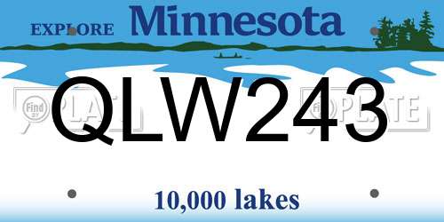 QLW243 Minnesota License Plate