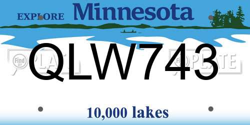 QLW743 Minnesota License Plate