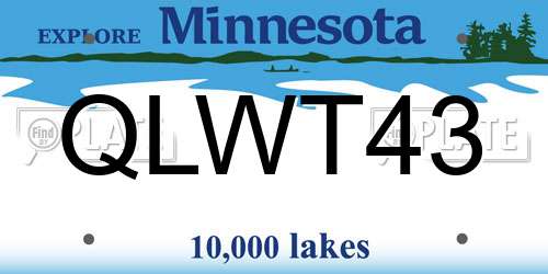 QLWT43 Minnesota License Plate