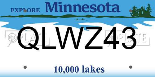 QLWZ43 Minnesota License Plate