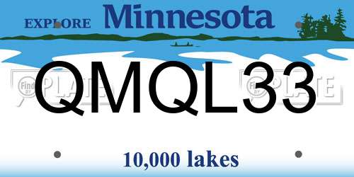 QMQL33 Minnesota License Plate