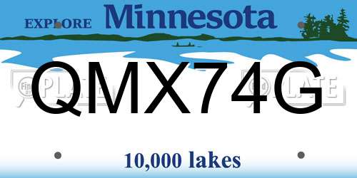 QMX74G Minnesota License Plate